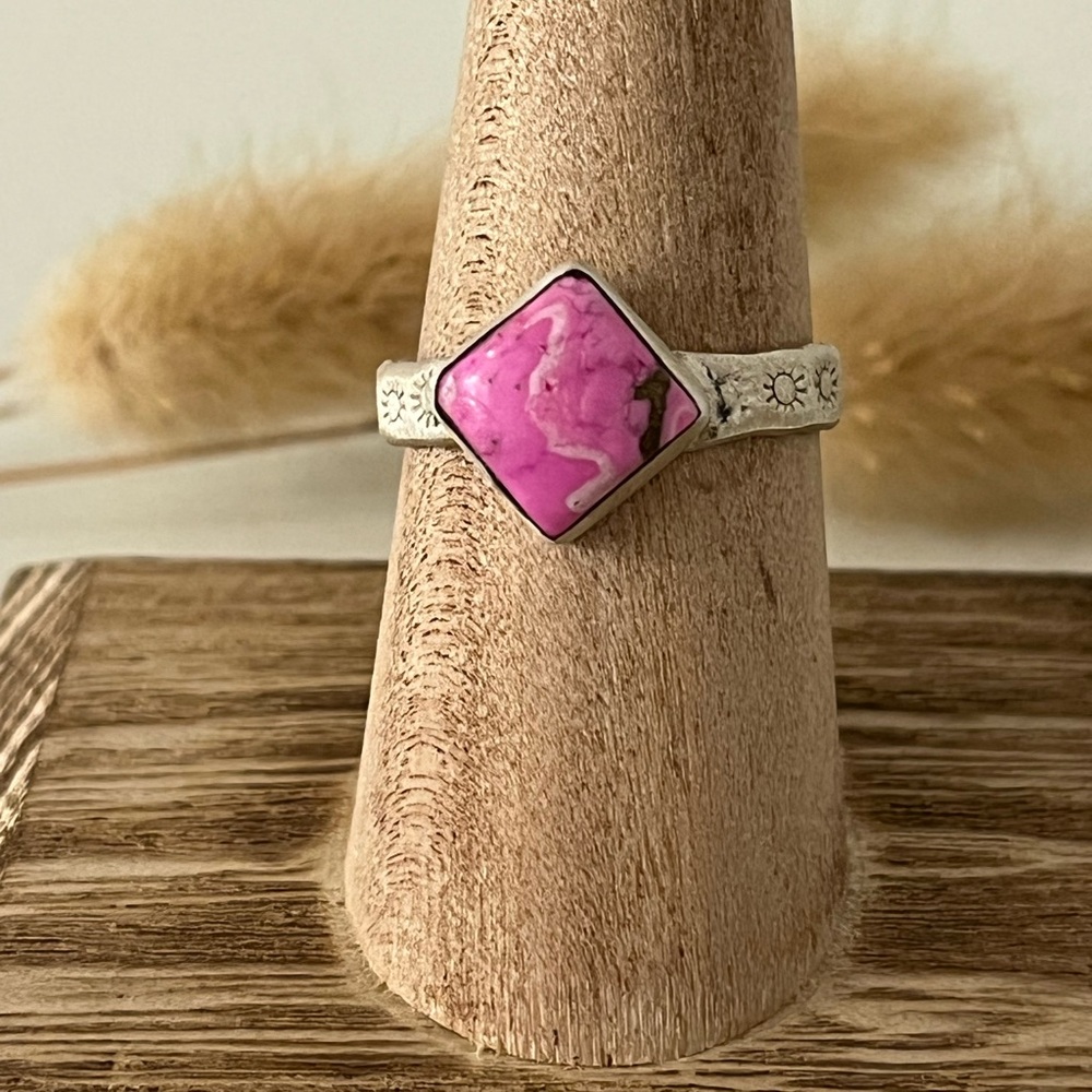 Solid 925 Sterling Silver Cotton Candy Gemstone R… - image 1